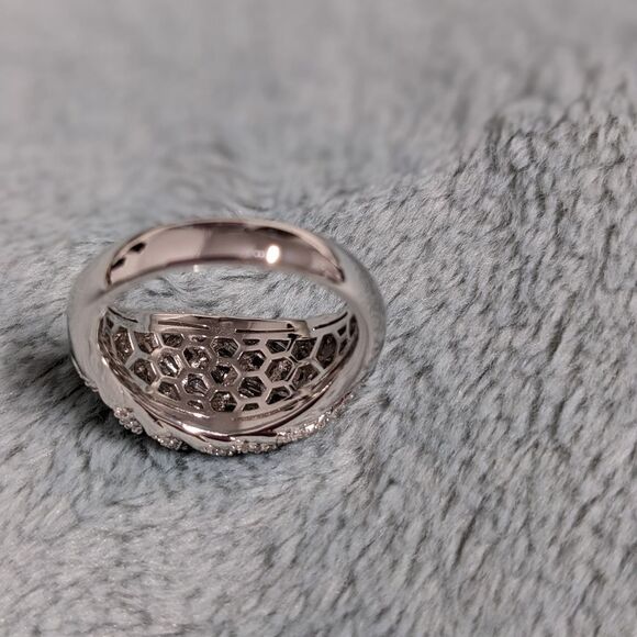 NWOT Sterling Silver and Cubic Zirconia Domed Cocktail Ring - Picture 8 of 14